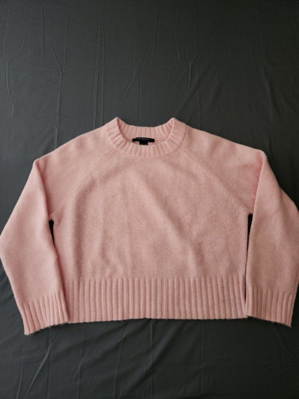 French Connection Pink Knit Cropped Crewneck Pullover Sweater Size L